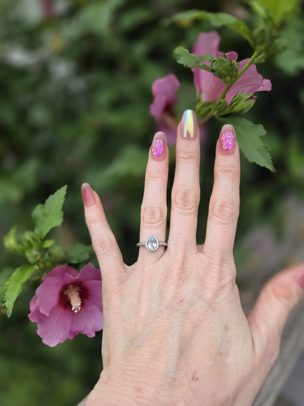 Sterling Silver Aquamarine Halo Ring